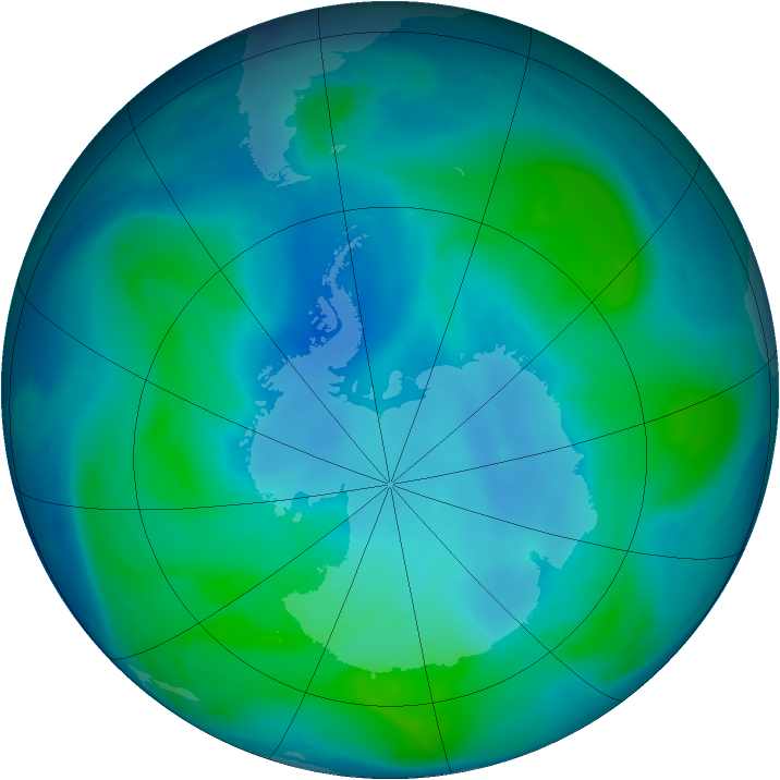 Antarctic ozone map for 05 February 2006